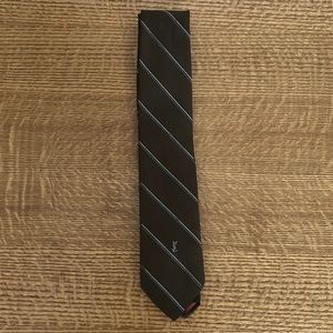 YSL brown & cream striped tie